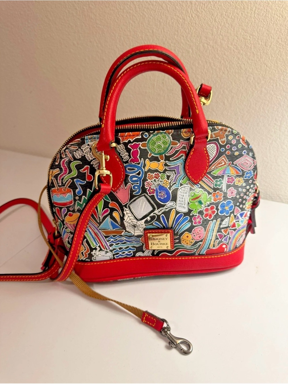 Dooney & Bourke Red Multi Patchwork Mini Satchel